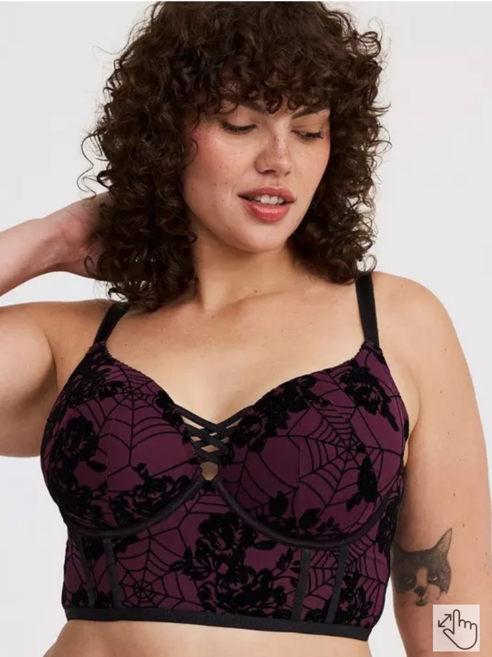 Torrid Halloween Push-Up Plunge Longline Bra Spiderweb 42D